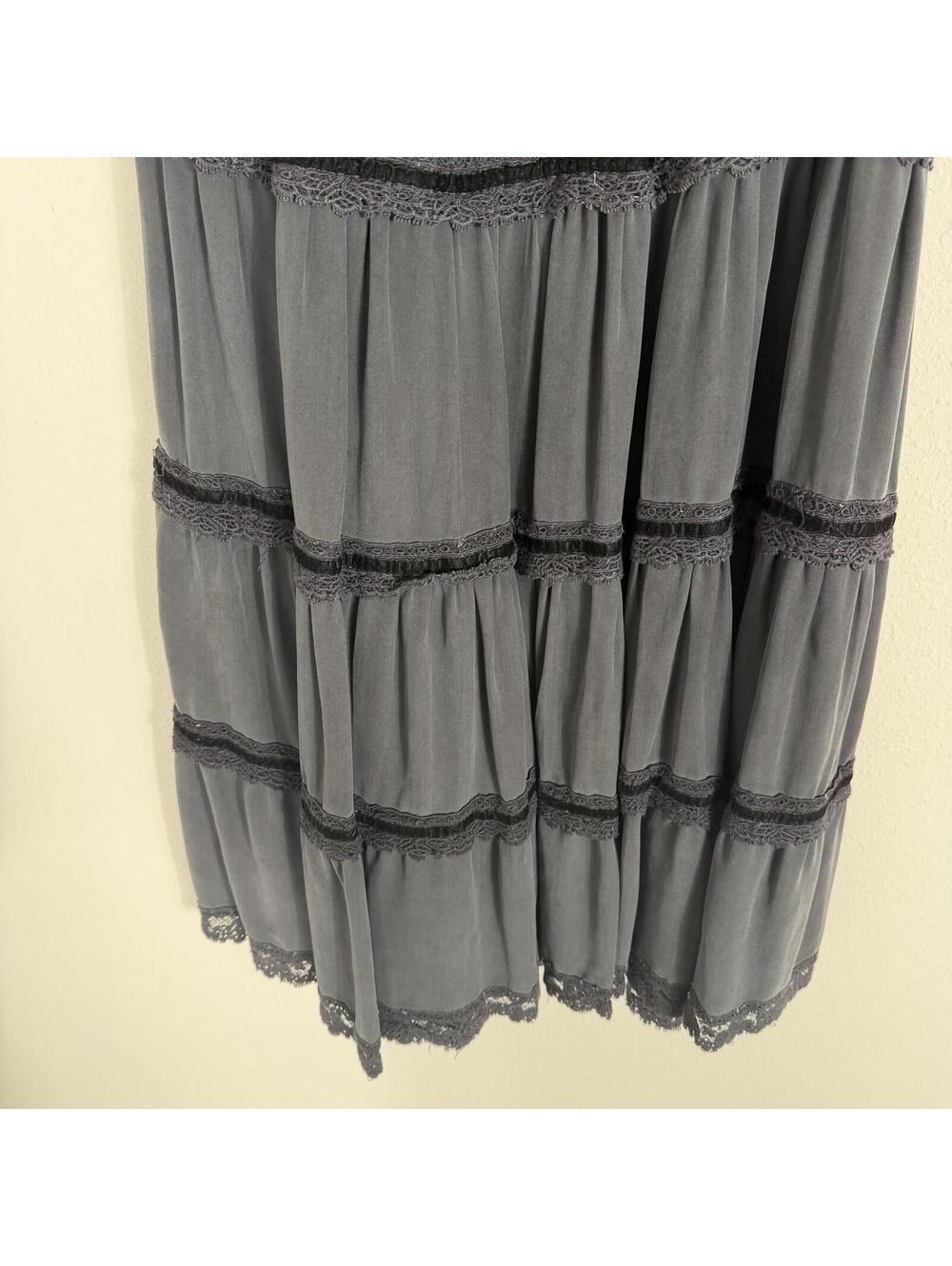 Da Nang Black Ruffle Tiered Skirt Whimsigoth Dark Fairy Grunge Women’s Small - Picture 10 of 10